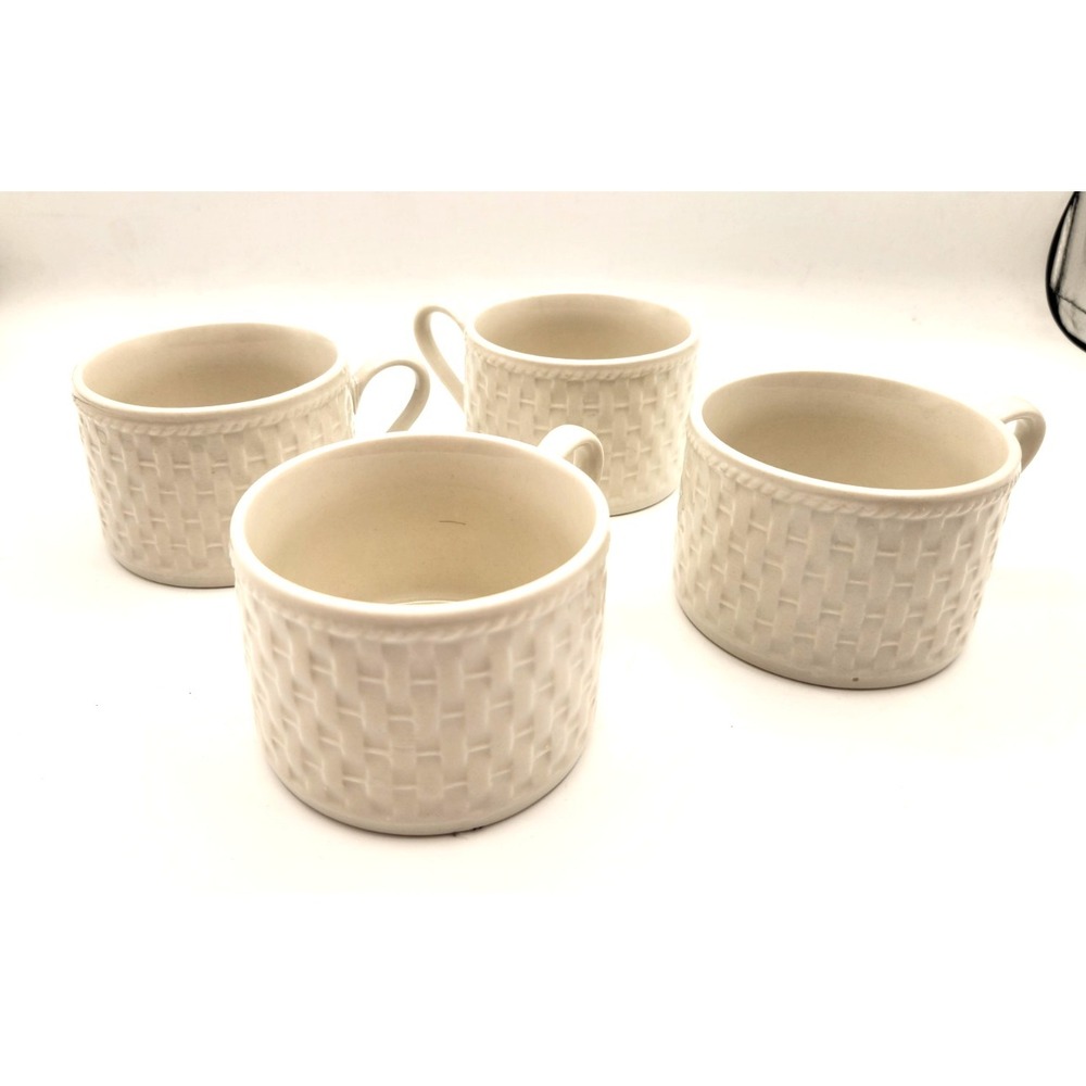 Oneida Westerly Basket Set of 4 Teacups w/embossed basket pattern - no saucers